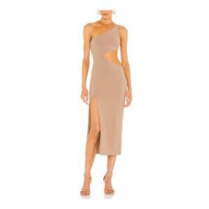 H:Ours 'Almira' Tan One Shoulder Midi Dress Size M